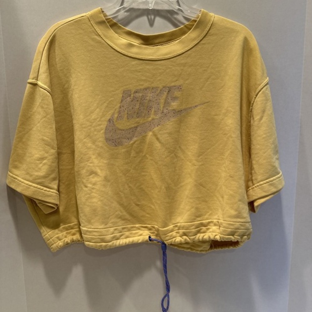 Nike Cropped Drawstring 1X Women's Short Sleeve‎ Sweatshirt Speckled Nike Swoosh